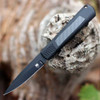 CobraTec Gideon Hidden Release Automatic (CTGBHRCF154) - 3.0 Black 154CM Steel Drop Point Plain Blade, Black Aluminum with Carbon Fiber Insert Handle