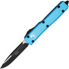 Microtech Ultratech S/E (MCT1211TQ) 3.5" Bohler M390 Black/Satin Drop Point Plain Blade, Turquoise Anodized Aluminum Handle