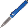 Microtech Ultratech D/E (MCT12210APBL) 3.5" Bohler M390 Apocalyptic Finished Double Edged Dagger Plain Blade, Blue Anodized Aluminum