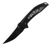 Kansept Knives Baku (K1056A6) 3.2" CPM-S35VN Blackwashed Clip Point Plain Blade, Black Stonewashed Titanium Handle with Black and White Carbon Fiber Inlay