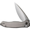 WE Knives Kitefin (WE19002M2) 3.25" CPM-20CV Satin Drop Point Plain Blade, Gray Titanium Handle with Satin Spirals