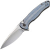 WE Knives Kitefin (WE19002M3) 3.25" CPM-20CV Satin Drop Point Plain Blade, Gray Titanium Handle with Blue Spirals