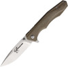 BlackJack Knives Linerlock Folder (BCB156) 3.5" S35VN Satin Drop Point Plain Blade, Tan G-10 Handle