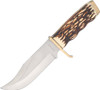 Schrade Uncle Henry Pro Hunter (171UH) 5.50" 7Cr17MoV Satin Clip Point Plain Blade, Delrin Stag Handle, Leather Sheath