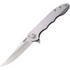 CRKT Up and At Em (CR7076) 3.62" 8Cr13MoV Satin Drop Point Plain Blade, Brushed Stainless Steel Handle