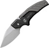CIVIVI Typhoeus Adjustable Fixed Blade (C210363) 2.27" 14C28N  Stonewashed Drop Point Plain Blade, Black And Grey Aluminum Handle, Black Leather Sheath