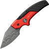 CIVIVI Typhoeus Adjustable Fixed Blade (C21036DS1) 2.27" Damascus Drop Point Plain Blade, Red and Black Aluminum Handle, Black Leather Sheath