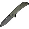 Sencut Fritch (S220141) 3" 9Cr18MoV Blackwashed Sheepsfoot Plain Blade, Green Canvas Micarta Handle