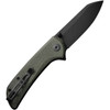 Sencut Fritch (S220141) 3" 9Cr18MoV Blackwashed Sheepsfoot Plain Blade, Green Canvas Micarta Handle