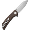 Sencut Fritch (S220143) 3" 9Cr18MoV Stonewashed Sheepsfoot Plain Blade, Brown Matrix Micarta Handle