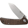 Sencut Fritch (S220143) 3" 9Cr18MoV Stonewashed Sheepsfoot Plain Blade, Brown Matrix Micarta Handle