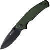 Sencut Slashkin (S200663) 3.5" D2 Blackwashed Drop Point Plain Blade, Green Canvas Micarta Handle