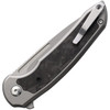 Ferrum Forge Knife Works (FF013SCF) 3.13" Nitro V Stonewashed Drop Point Plain, Stonewashed Titanium Handle with Shred Carbon Fiber Inlay