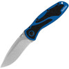 Kershaw Blur 1670NBMAG profile view showing the 3.4-inch stonewashed MagnaCut recurve blade and navy blue handle.