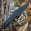 Pro-Tech Les George Rockeye Automatic Knife (LG307 Operator) - 3.4" CPM-S35VN Black Drop Point Plain Blade, Black Texture Aluminum Handle w/Tritium Push Button