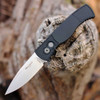 Pro-Tech TR-2 Automatic Tactical Response 2 (T201) 3.0" Stonewash CPM-MagnaCut Clip Point Plain Blade, Black Texture Aluminum Handle