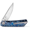 Real Steel Luna TC (RS7001TC04B) 2.75" Bohler N690 Satin Drop Point Plain Blade, Blue Camo Titanium Handle