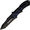 Smith & Wesson Black Ops (SWBLOP3TBL) 3.35" 4034 Stainless Steel Black Tanto Plain Blade, Black and Blue Aluminum Handle