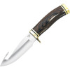 Buck Knives Zipper Guthook (BU191) 4.25" 420HC Satin Drop Point Plain Blade with a Guthook, Walnut Handle with Brass Guard and Pommel, Brown Leather Belt Sheath