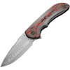 WE Knife Equivik (WE23020DS1) 3.48" Damasteel Drop Point Plain Blade, Titanium Handle with Lava Flow Carbon Fiber Inlays