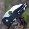 Spyderco MicroJimbo C264GP black G-10 handle open view showing CPM S30V satin Wharncliffe blade and compression lock