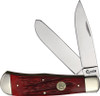 Queen Cutlery Big Boy Trapper (QN7555) - Mirror Polished 1065 Carbon Steel Clip and Spey Blades, Red Jigged  Bone Handle