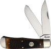 Queen Cutlery Big Boy Trapper (QN7565) - Mirror Polished 1065 Carbon Steel Clip and Spey Blades, Burnt  Bone Handle