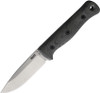 Reiff Knives F4 Bushcraft Survival Knife (REKF4112BCMBLKR) 4" MagnaCut Stonewashed Drop Point Plain Blade, Black Canvas Micarta Handle, Black Kydex Sheath