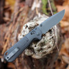 Benchmade Redoubt (430SBK-02) - 3.55" CPM-D2 Black Cerakote Partially Serrated Edge Drop Point, Black Grivory Handle