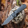 Benchmade Redoubt (430SBK-02) - 3.55" CPM-D2 Black Cerakote Partially Serrated Edge Drop Point, Black Grivory Handle