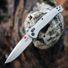 Hogue Mysto Collector Series (HO24491-LIM) 3.4" CPM Magnacut Stone Tumbled Clip Point Plain Blade, CNC Milled Titanium Handle