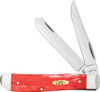 Case Mini Trapper 10761 2.75in Tru-Sharp Surgical Steel Clip and Wharncliffe Blades, Smooth Dark Red Bone Handle (6207 SS)