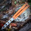 Bear Son Bear Song IV Trainer BCB201OR4P open — 154-CM dull bead blast clip point, blaze orange G-10 handles, butterfly trainer