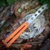 Bear Son Bear Song IV Trainer BCB201OR4P 154-CM dull clip point — bead blast finish, unsharpened edges, balisong trainer blade