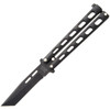 Bear and Son Butterfly Black Powder (BC115TANB) 3.75" 1095 HC Black Powder Coated Tanto Plain Blade, Black Powder Coated Zinc Handle