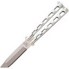 Bear & Son Balisong Butterfly (BCSS14A) 3.38" 440 SS Bead Blasted Tanto Plain Blade, Polished Stainless Steel Handle