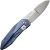 WE Knives Solid (WE220284) 3.88" CPM-20CV Satin Stonewash Compound Grind Modified Spear Point Plain Blade, Blue Titanium Handle