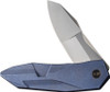 WE Knives Solid (WE220284) 3.88" CPM-20CV Satin Stonewash Compound Grind Modified Spear Point Plain Blade, Blue Titanium Handle