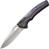 WE Knives Exciton (WE22038A6) 3.63" CPM-20CV Satin Drop Point Plain Blade, Black Titanium Handle with Timascus Inlay