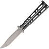 Bear & Son Butterfly Silver SW (BC117SSW) 4" 440 SS Stonewashed Clip Point Plain Blade, Silver Vein Zinc Handle