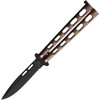 Bear & Son Butterfly Copper Vein (BC115CV) 3.38" 1095 Black Powder Coated Drop Point Plain Blade, Copper Vein Zinc Handle