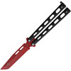 Bear & Son Butterfly Black Widow (BCW115TANB) 4.0" 440 Stainless Steel Red Powder Coated Tanto Plain Blade, Black Powder Coated Zinc Handle