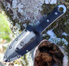 Microtech SBD Dagger (MCT20112) 4.40" Premium Steel Stonewashed Dagger Serrated Blade, Black G-10 Handle, Black Carbon Fiber Sheath