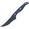 CRKT CLEVER GIRL (CR2709B) 4.60" SK-5 Black Powder Coated Trailing Point Partially Serrated Blade, Blue and Black G-10 Handle, Black Thermoplastic Sheath