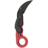 CRKT Provoke Grivory 4041R open profile view showing 2.47 inch 1.4116 blackwashed karambit blade and red Grivory handle with finger ring.
