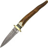 Damascus Knives Boot Knife (DM1030) 3.25" Damascus Dagger Plain Blade, Stag Spike Handle with Brass Guard, Brown Leather Belt Sheath