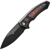 WE Knife Hyperactive (WE230304) 3.8" Vanax Black Brushed Drop Point Plain Blade, Black and Bronze Titanium Handle with Flamed Titanium Inlay
