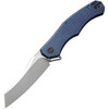 WE Knife RekkeR (WE22010G4) 3.61" CPM-20CV Polished Bead Blasted Reverse Tanto Plain Blade, Blue Titanium Handle