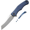 WE Knife RekkeR (WE22010G4) 3.61" CPM-20CV Polished Bead Blasted Reverse Tanto Plain Blade, Blue Titanium Handle