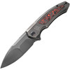 WE Knife Hyperactive (WE230302) 3.8" Vanax Polished Gray Drop Point Plain Blade, Polished Gray Titanium with Lava Flow Fat Carbon Fiber Inlay